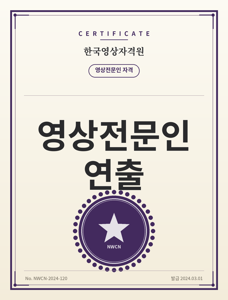 한국영상자격원 영상전문인(연출) 자격증